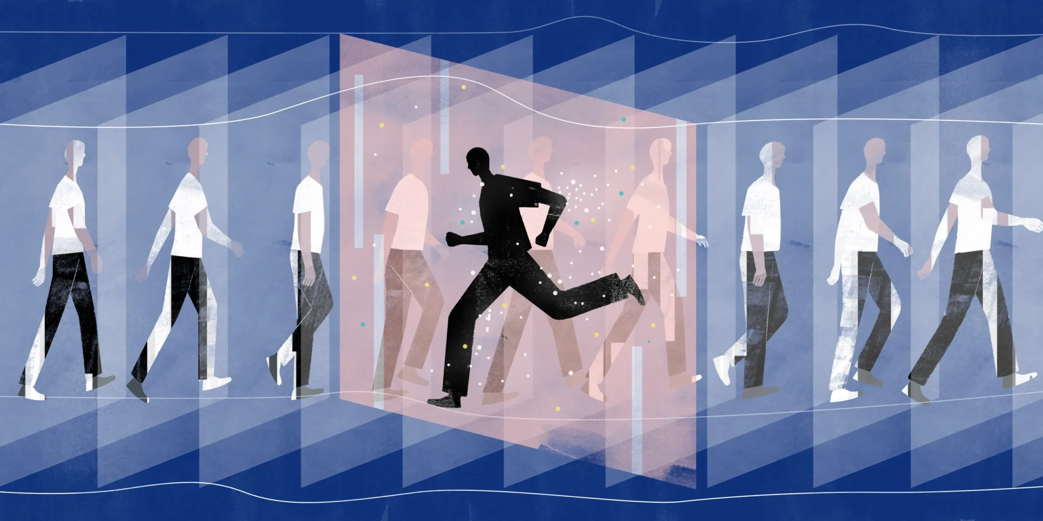 Illustration of a person traveling through time