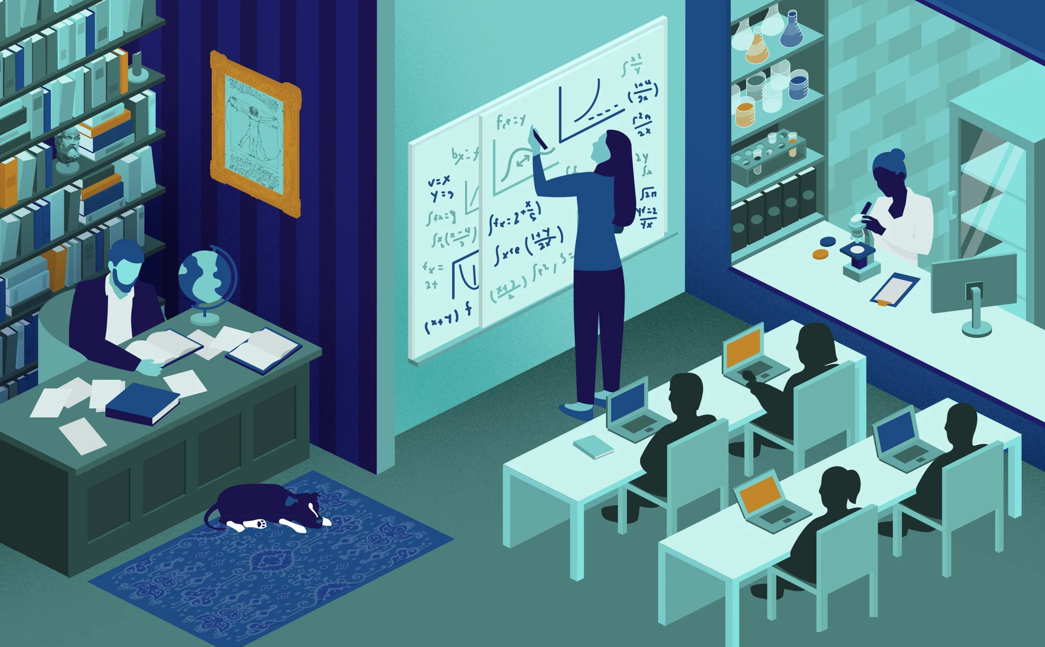 Illustration of a math classroom